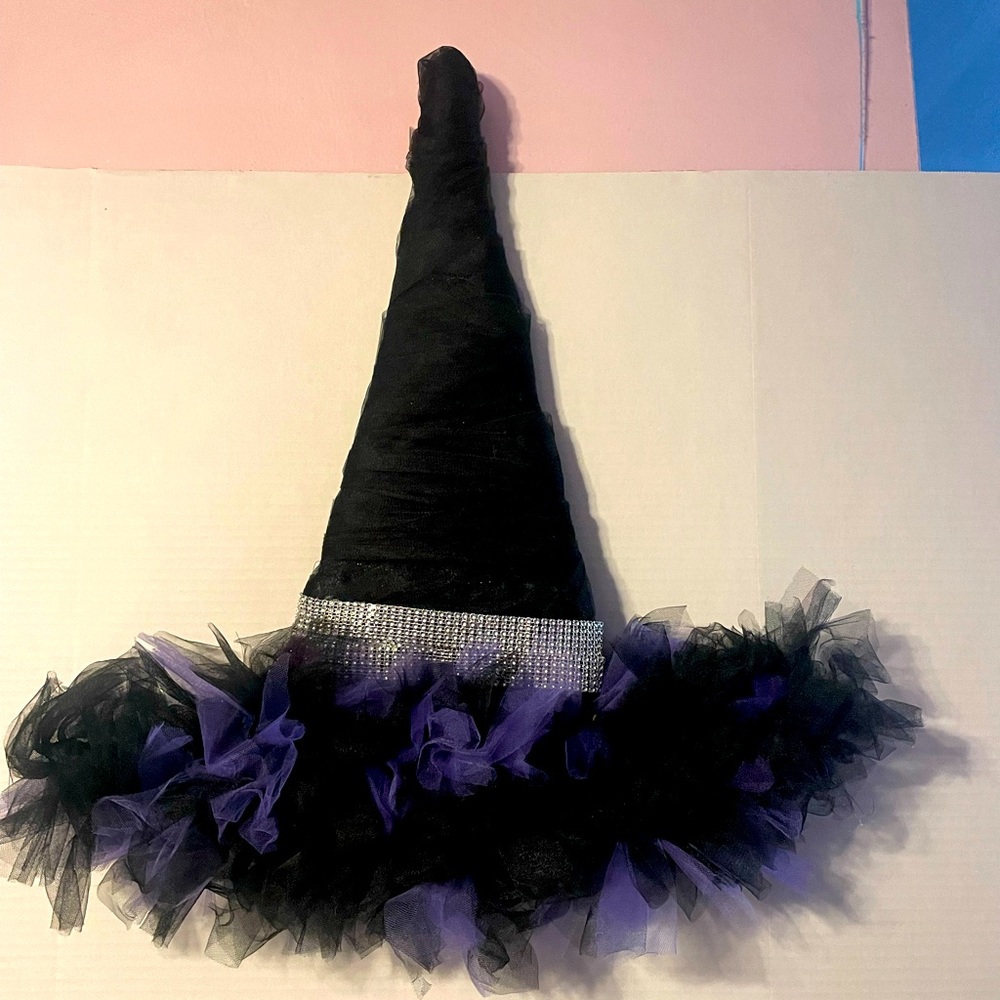 witch hat wreath . hand made halloween decor